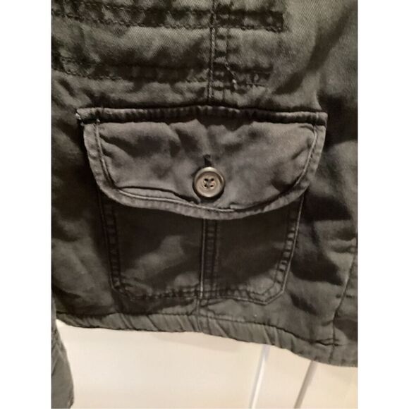Kirra Womens Chore Field Military Button Up Jacket Sz L Muted Black Fur Lined - Picture 3 of 8